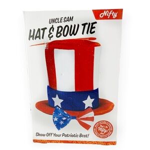 Uncle Sam Top Hat and Bow Tie Set Patriotic 4Th of July Flag Apparel Unisex